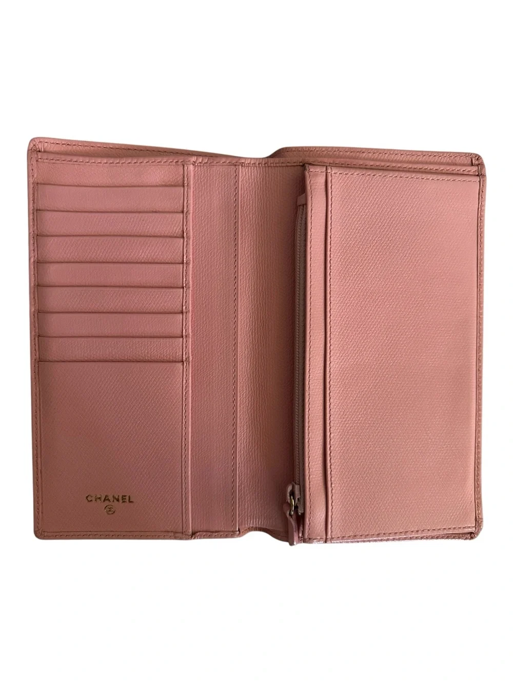 CHANEL Vintage Coco Button Yen Long Wallet – Dusty Pink Caviar Leather